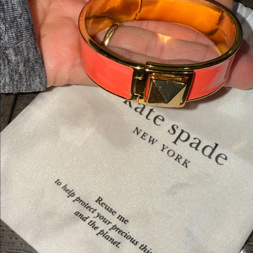 Kate Spade NWOT Vibrant Orange and Gold Cuff bracelets with dusty - Picture 4 of 6